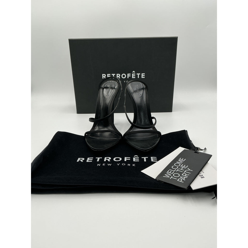 Retrofete 'Naomi' Black Leather Sandal Size 9