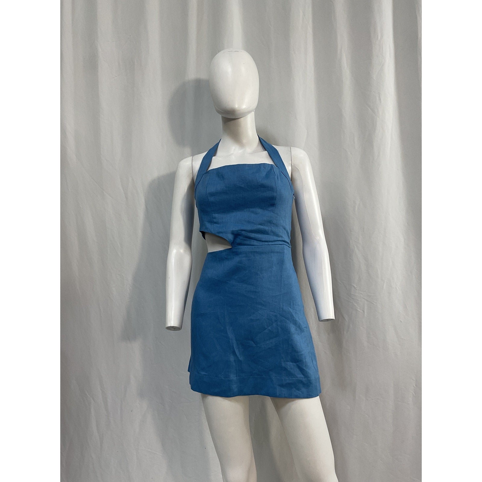 Reformation 'Valli' Blue Linen Mini Dress Size 4 - NWT