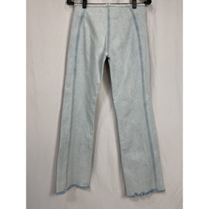 Siedrés 'Giny' Blue Cotton Frayed Embellished High-Rise Wide-Leg Jeans Size 34