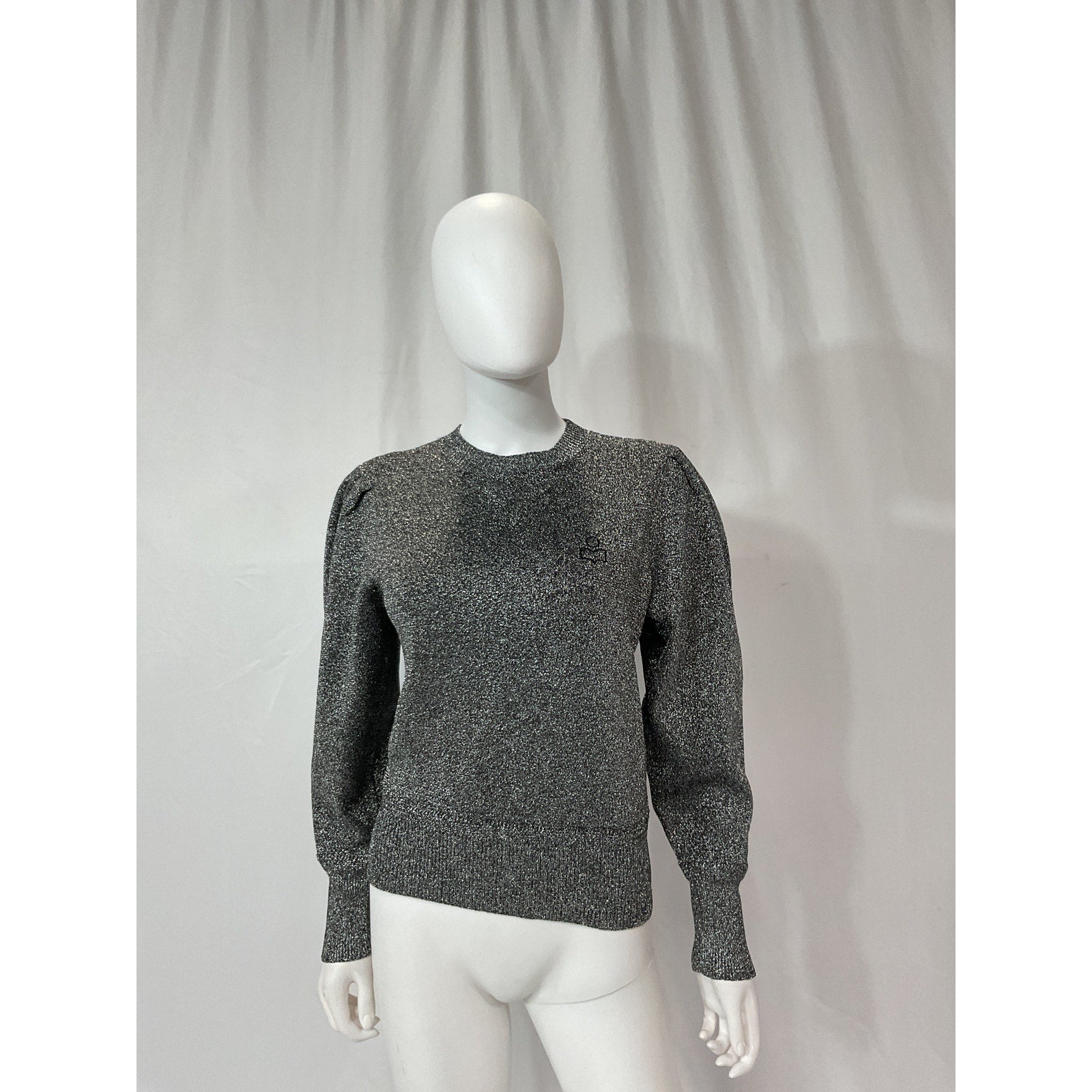 Isabel Marant �toile 'Kelaya' Silver Crewneck Long Sleeve Sweater Size 36
