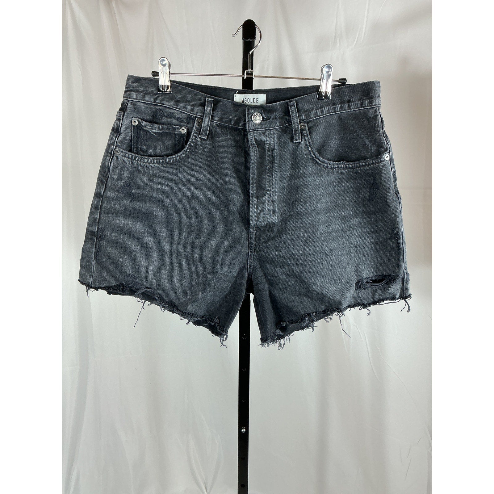 Agolde 'Riley' Black Cotton Short Size 31