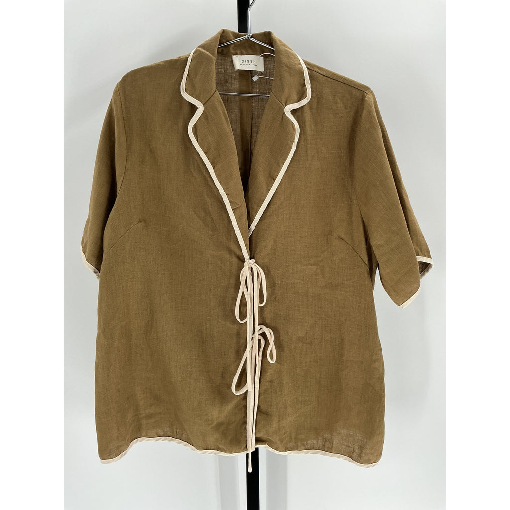 Dissh Tan Linen Shirt Size 6