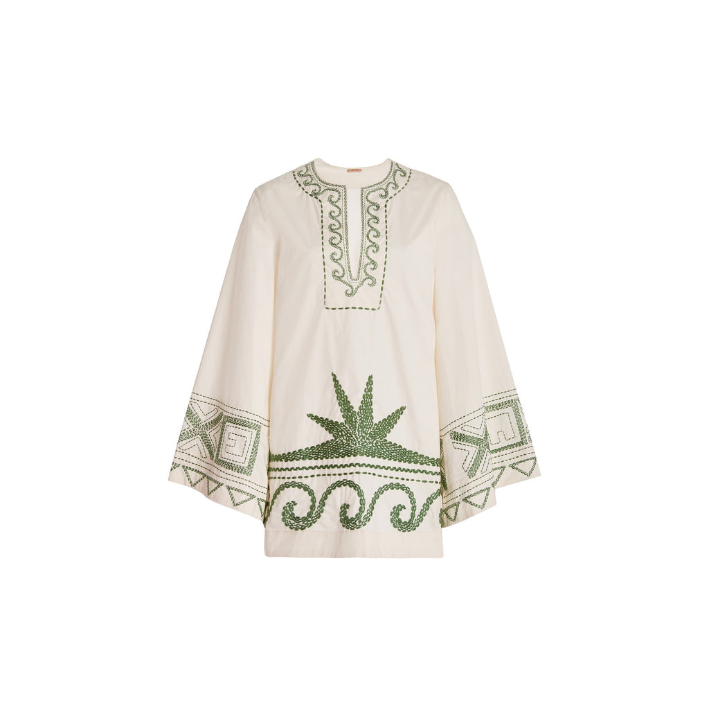 Johanna Ortiz 'Arrecifes' Green Stretch-Cotton Mini Dress Size S - NWT
