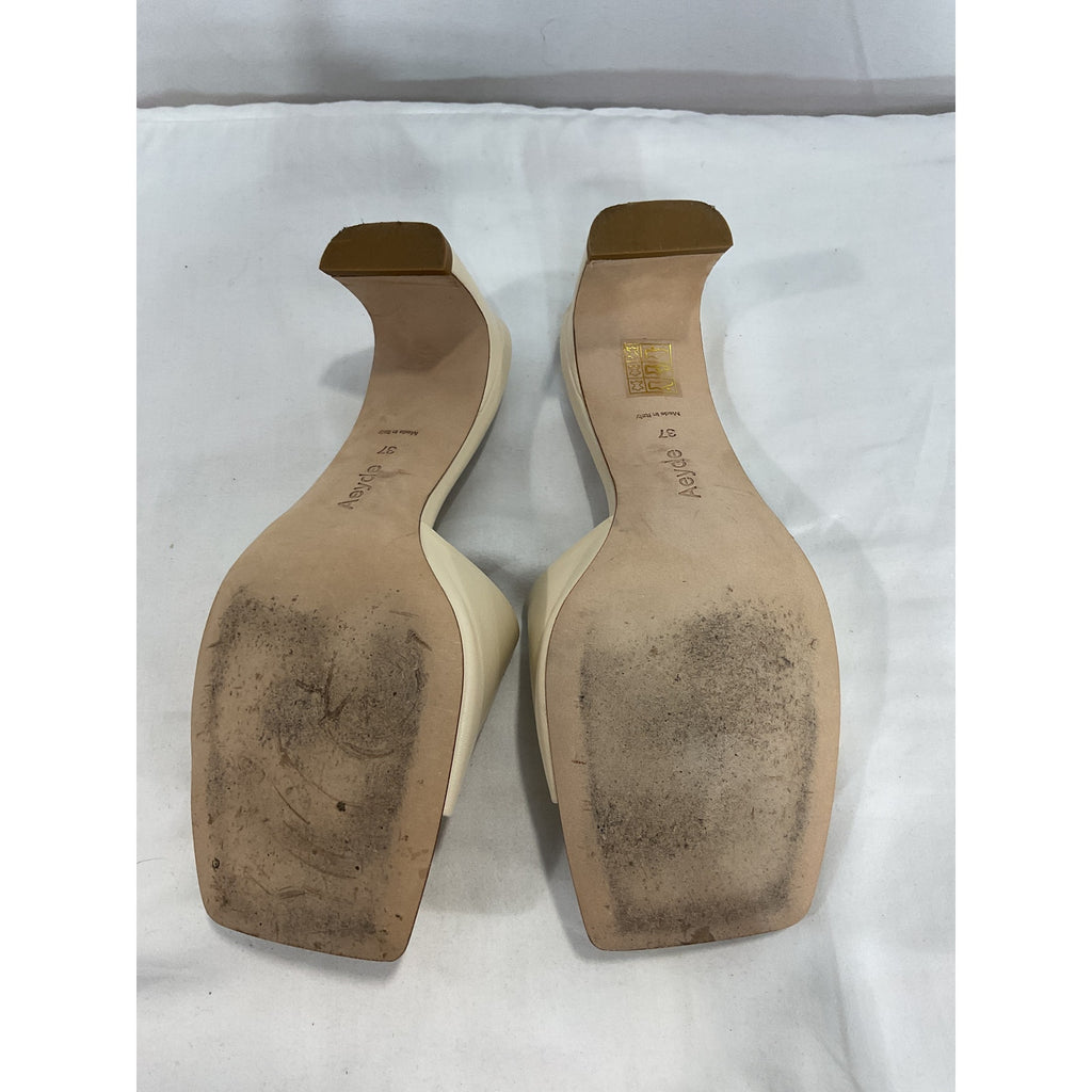 Aeyde 'Jeanie' Tan Nappa Leather Creamy Open Toe Sandals Size 7