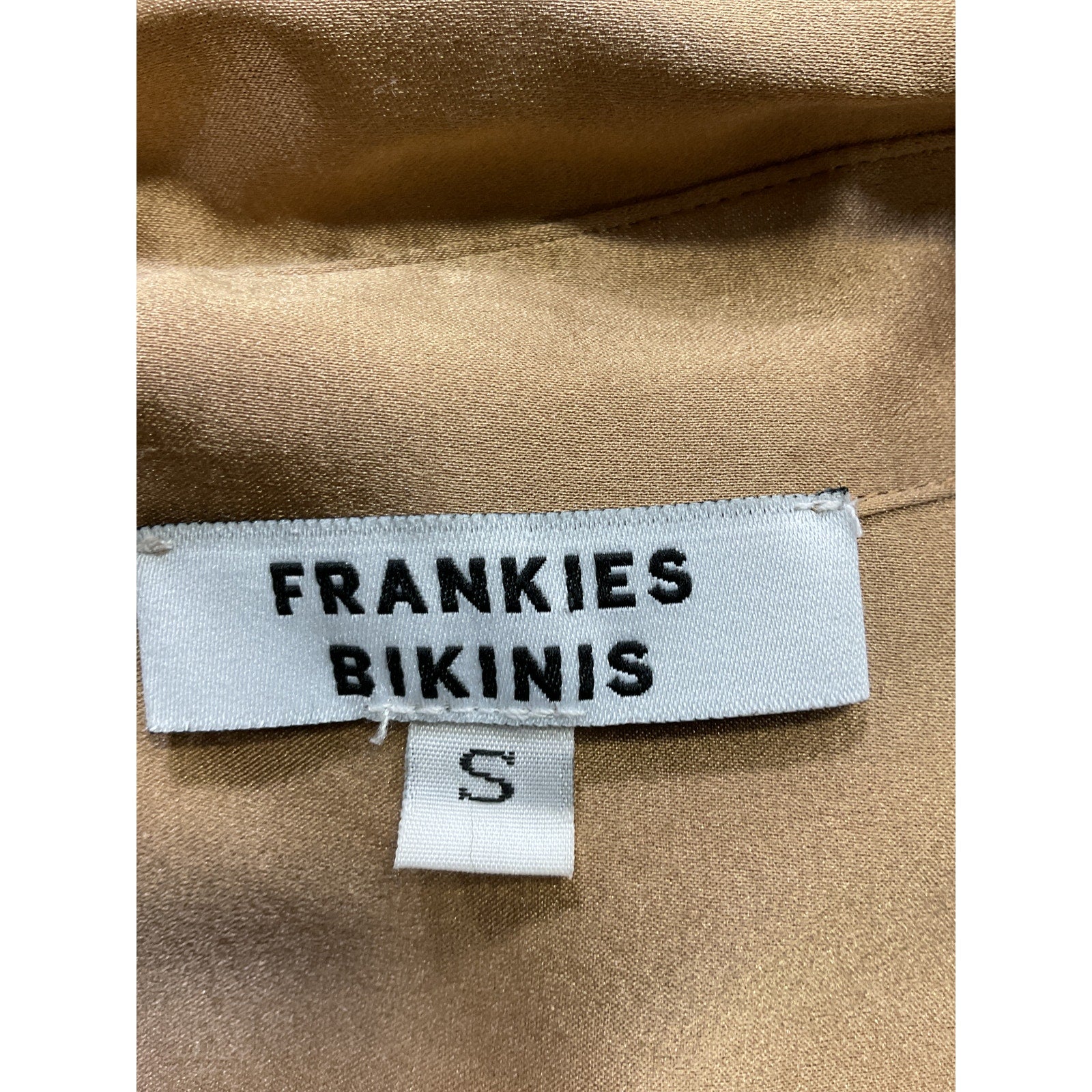 Frankies Bikinis 'Fifi' Beige Short Sleeve Silk Shirt Size S