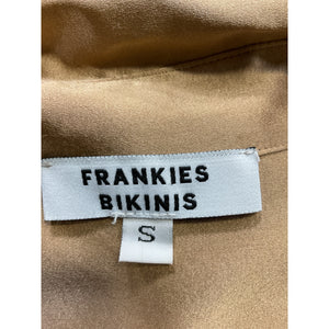 Frankies Bikinis 'Fifi' Beige Short Sleeve Silk Shirt Size S