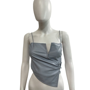 Nanushka Asymmetric Sky Blue Cosimo Wrap Top Size XS