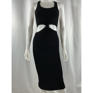 Simkhai 'Colleen' Black Viscose Waist Cut-Out Midi Dress Size M