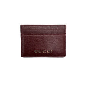 Gucci Script Burgundy Leather Card Holder