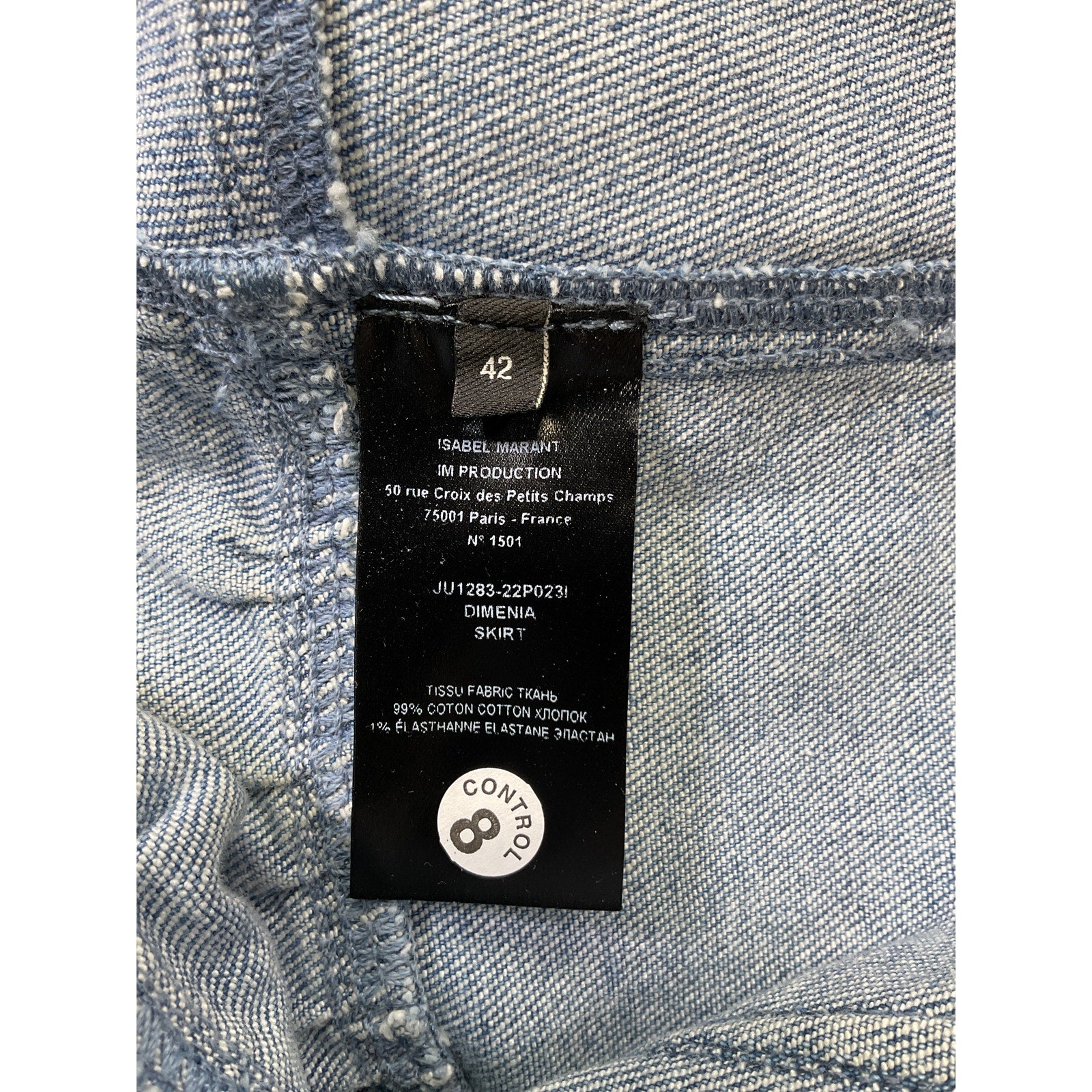 Isabel Marant 'Dimenia' Blue Cotton Skirt Size 42