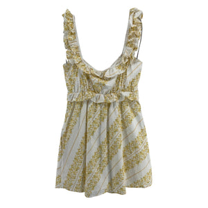 For Love And Lemons Ruffled Yellow Lucie Swing Mini Dress Size XXS