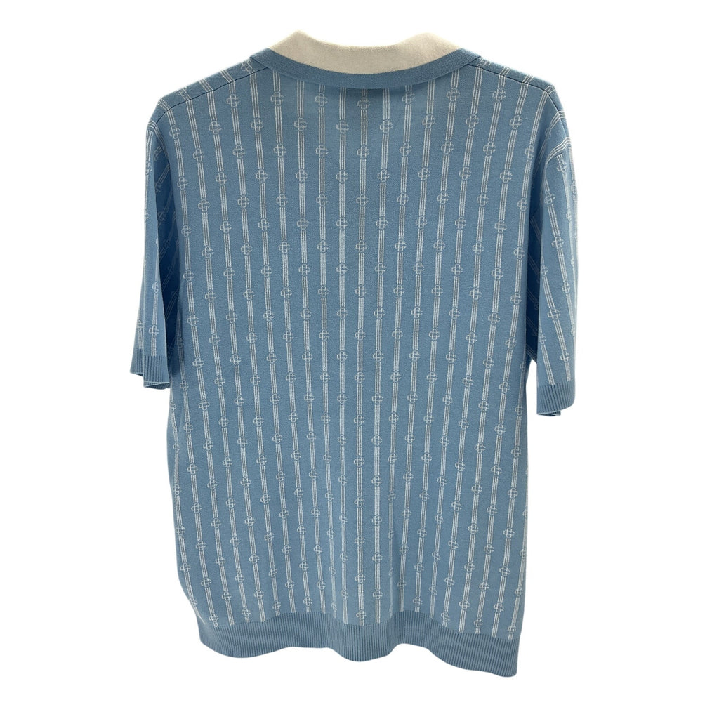 Casa Blanca 'Monogram' Blue Cotton Polo Shirt Size XXL