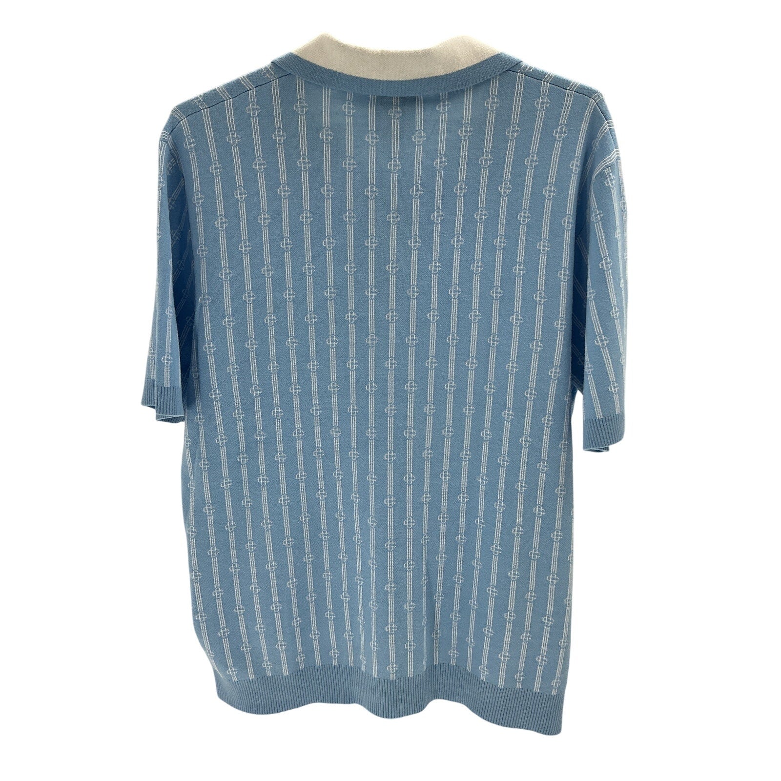 Casa Blanca 'Monogram' Blue Cotton Polo Shirt Size XXL
