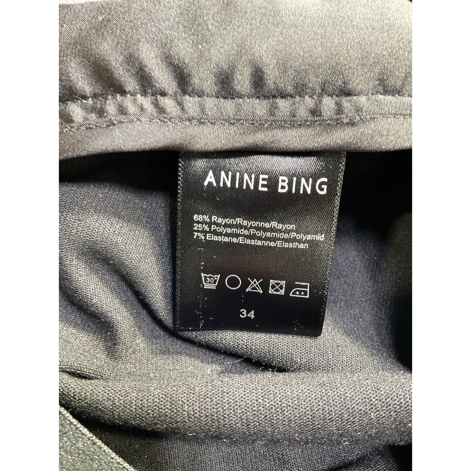Anine Bing 'Lex' Black Rayon Pant Size 34