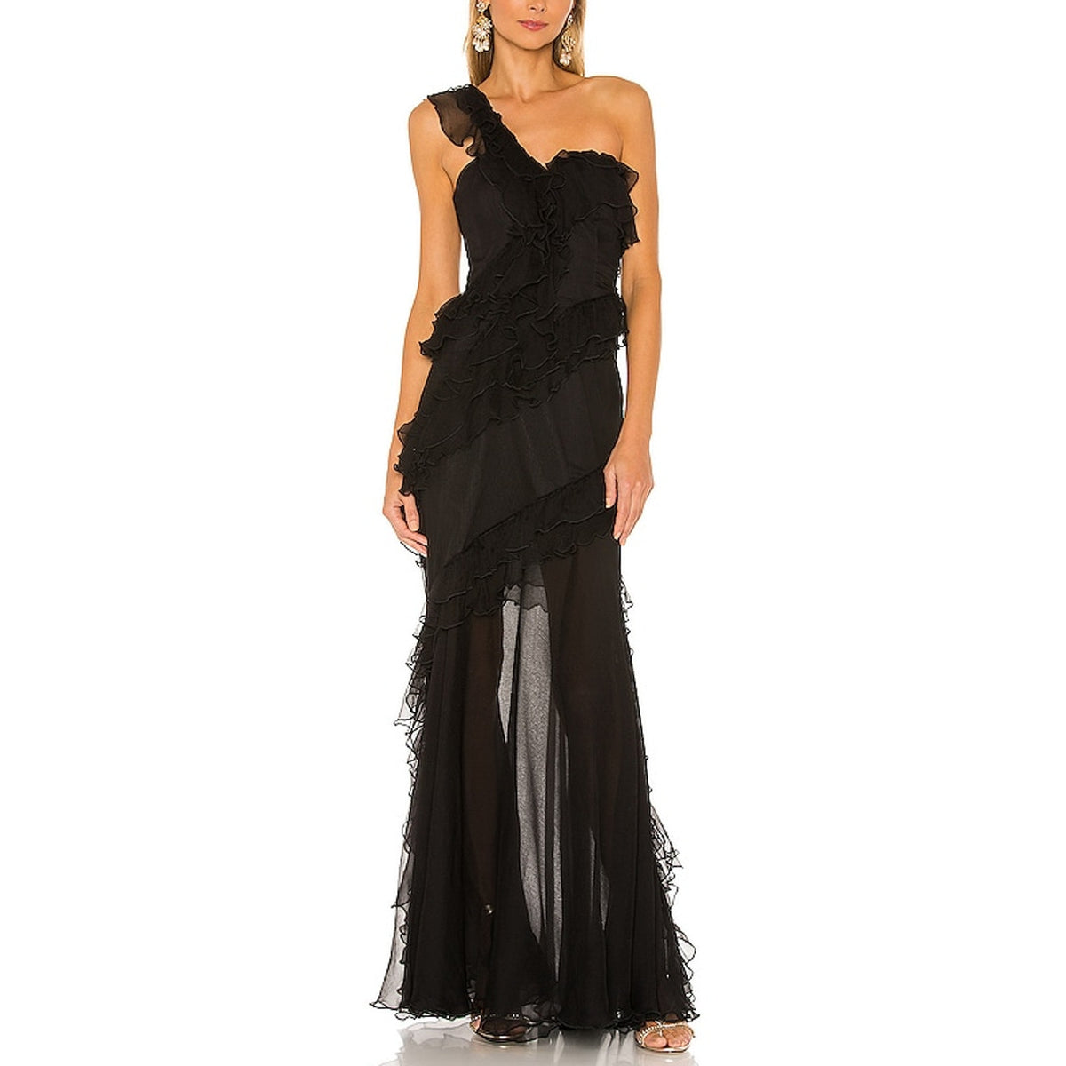 Amur Ruffled Black Harlow Dress Size 0