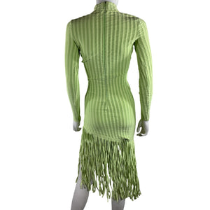 Ronny Kobo Fringed Light Green Adkins Dress Size S