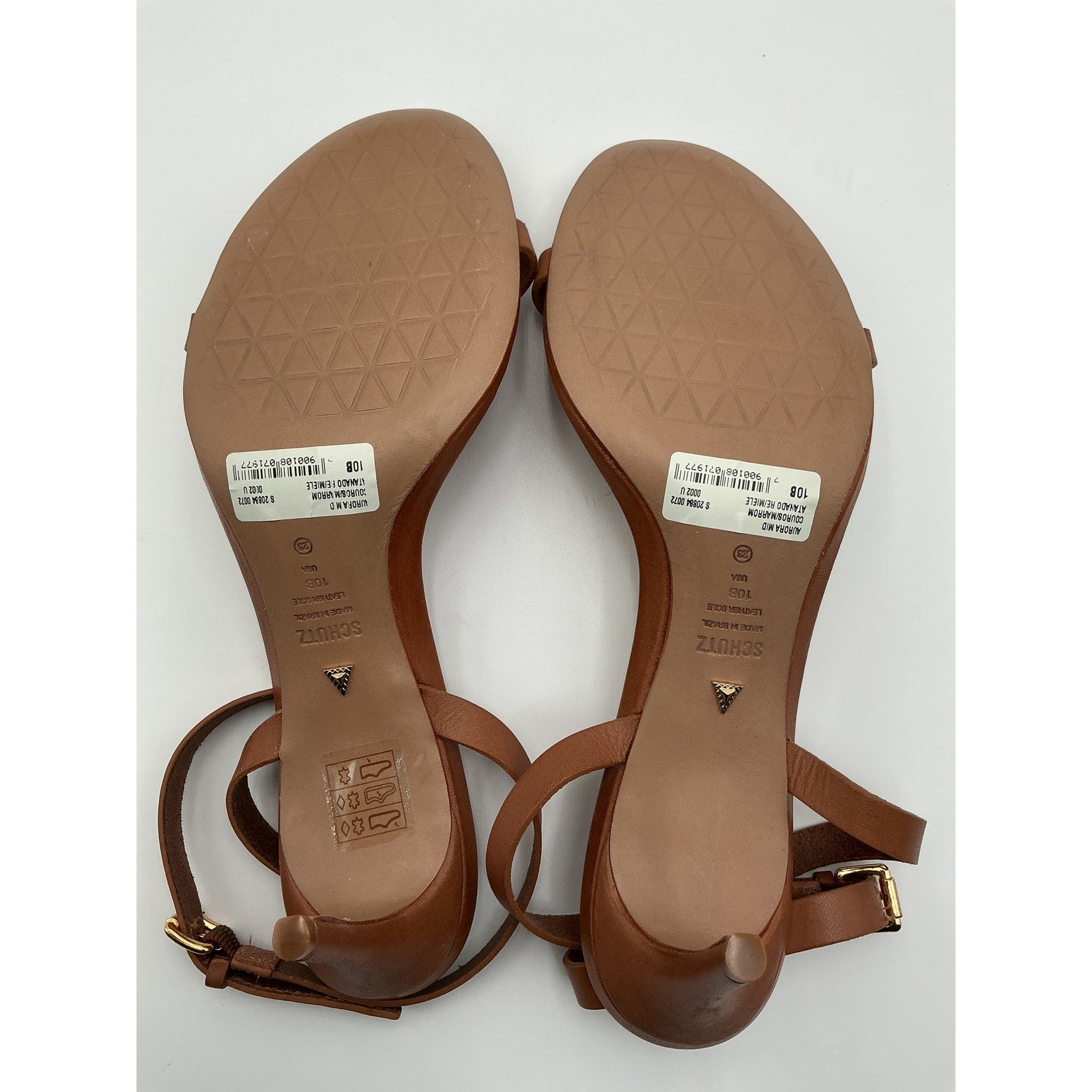 Schutz 'Aurora' Brown Leather Mid Sandal Size 10