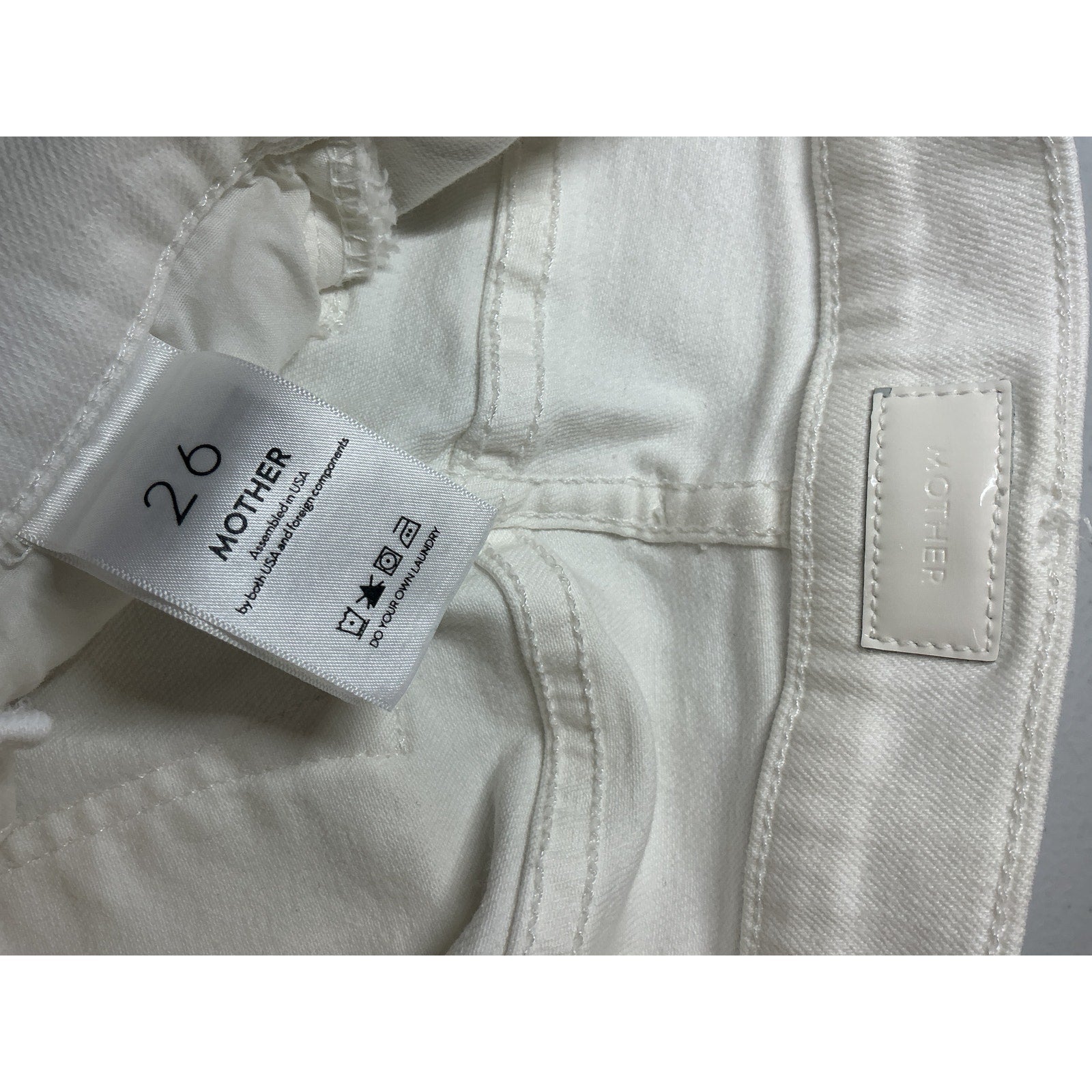 Mother The Hustler Ankle Fray White Cotton Jeans Size 26