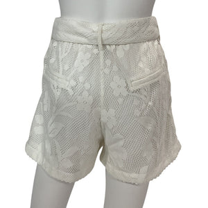 Hemant And Nandita Lace Off White Belted Shorts Size XS