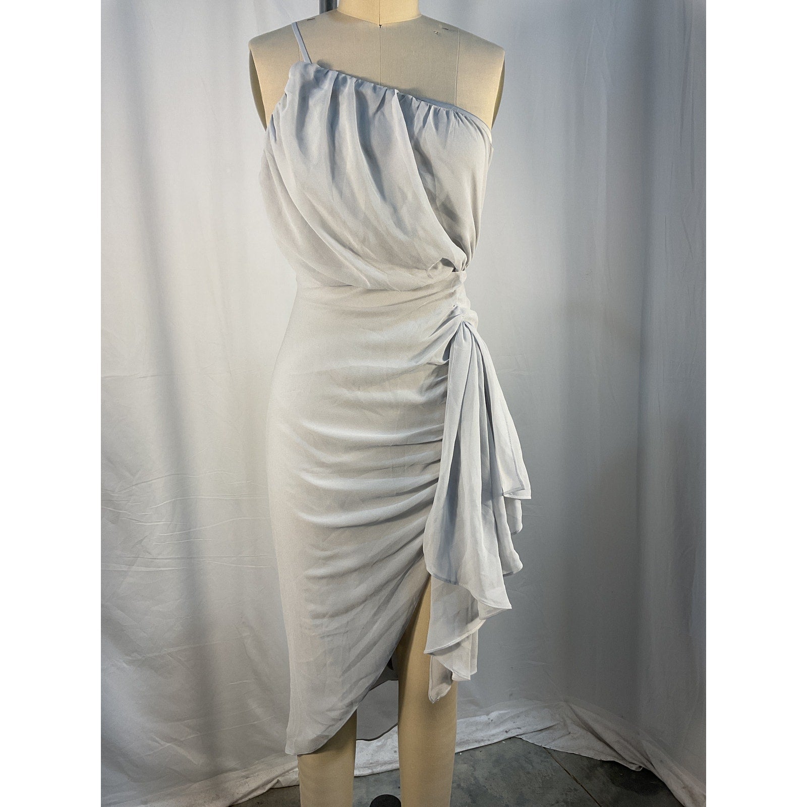 Michael Costello 'Alice' Blue Poly Midi Dress Size S