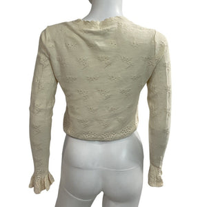 Loveshackfancy Ruched Cream Aldridge Cardigan Size XS