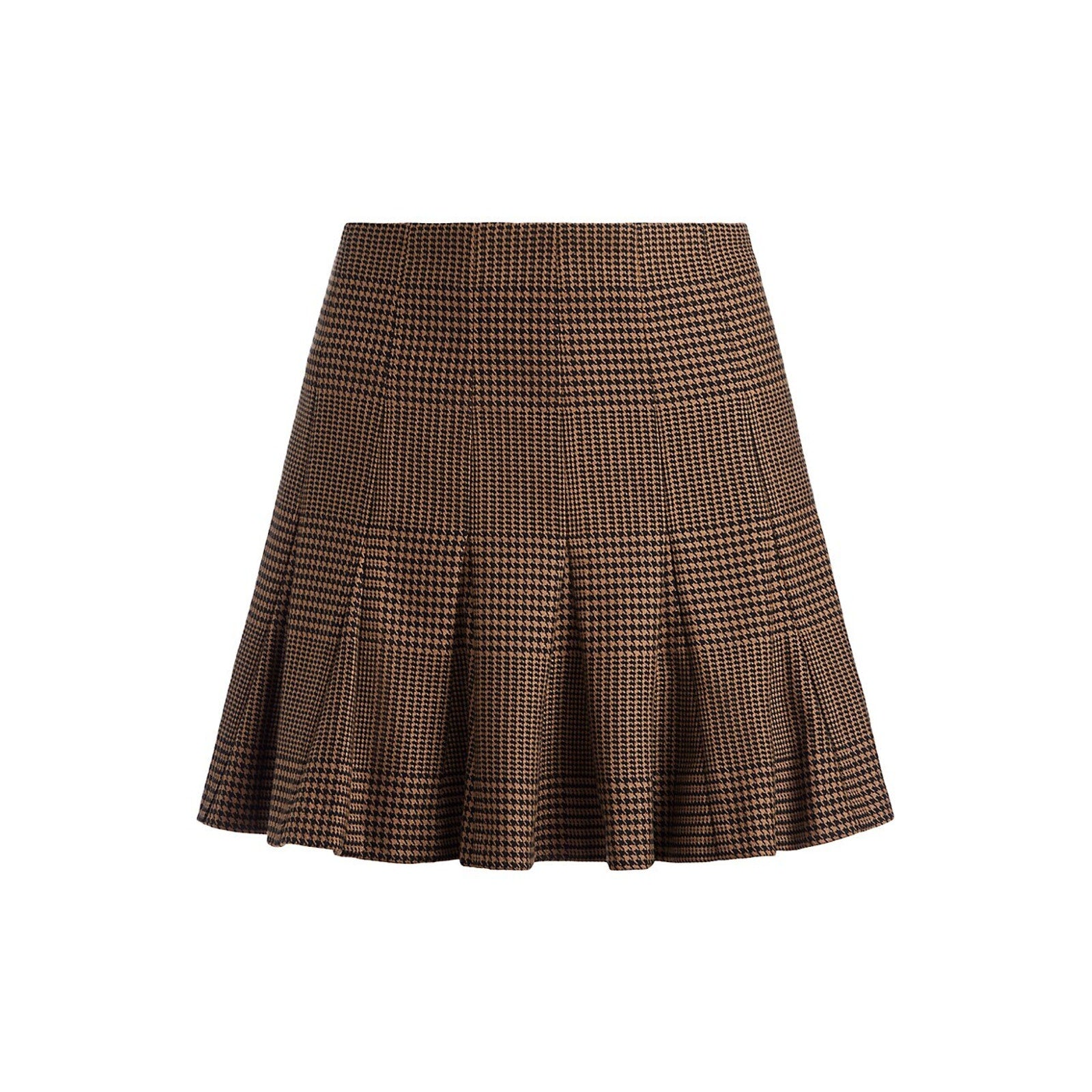 Alice + Olivia 'Zona' Brown Check Pleated Miniskirt Size 2