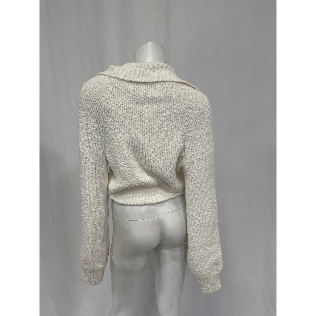 L'Academie 'Imani' White Cotton Boucle Knit Pullover Sweater Size M