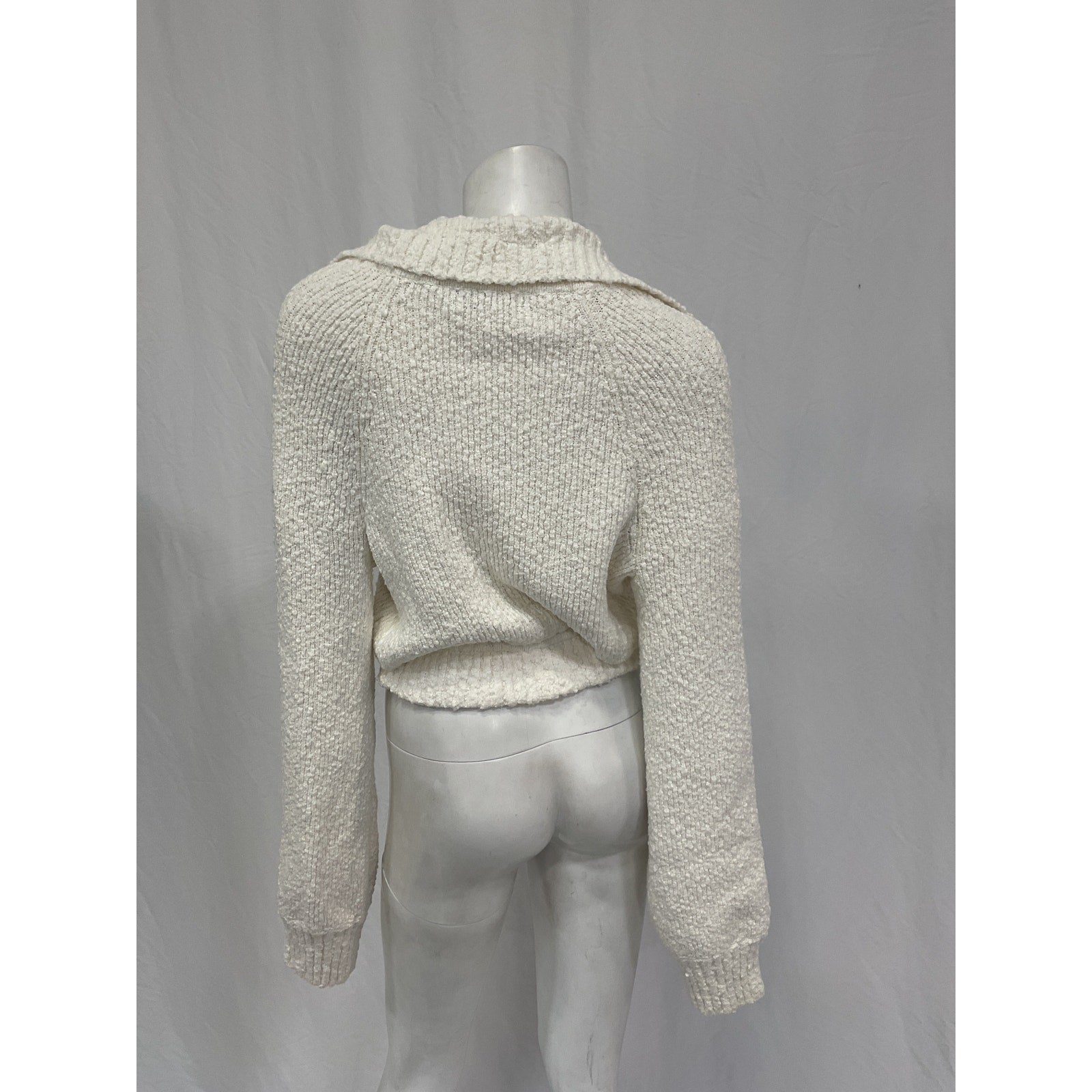 L'Academie 'Imani' White Cotton Boucle Knit Pullover Sweater Size M