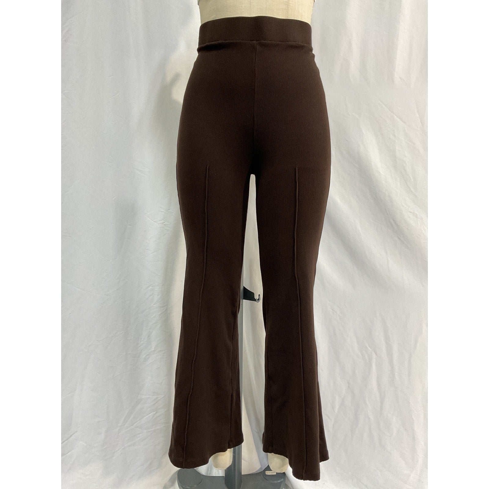 Donni. The Rib Brown Cotton Kick Flare Size XXL
