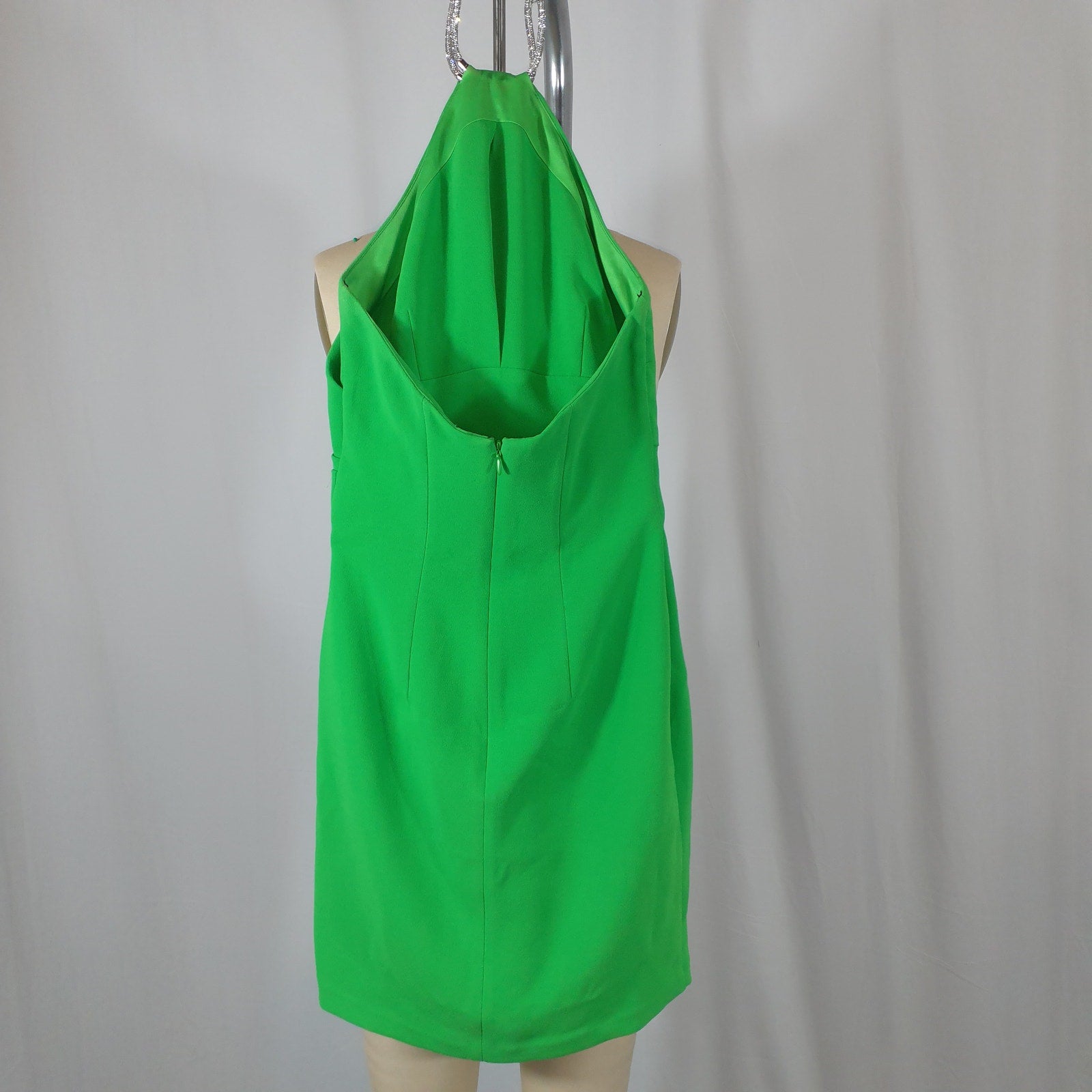 Solace London 'Kami' Green Rhinestone Embellished Open Back Halter Mini Dress Size 2