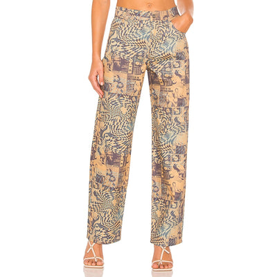 Miaou Graphic Beige Multi Fargo Pants Size L