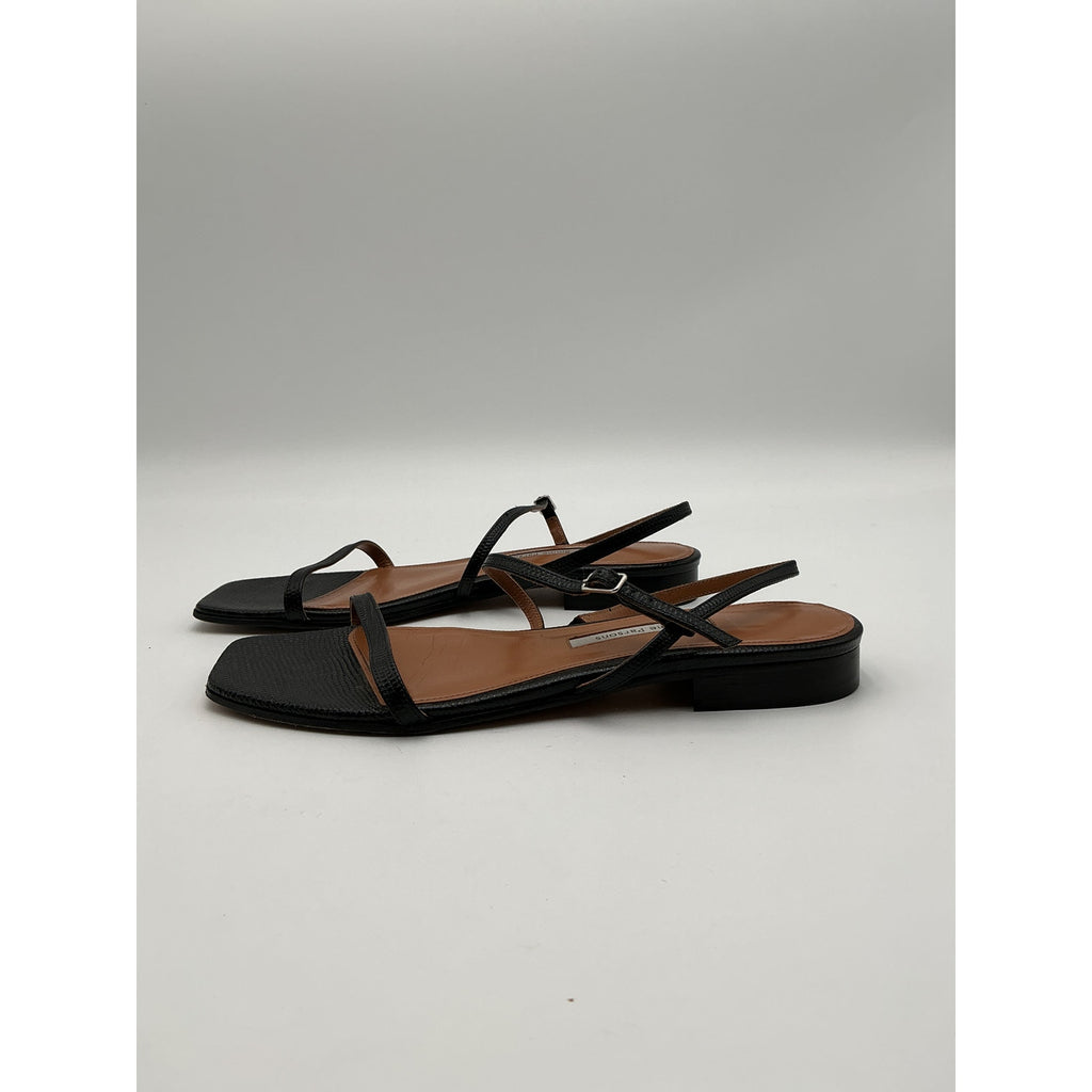 Emme Parsons 'Hope' Black Leather Sandals Size 8