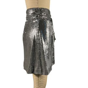 Bernadette Sequined Silver Bernard Skirt Size 42/ US 10
