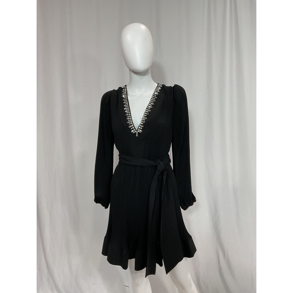 Neiman Marcus 'Crystal' Black Embellished Pleated Size 4