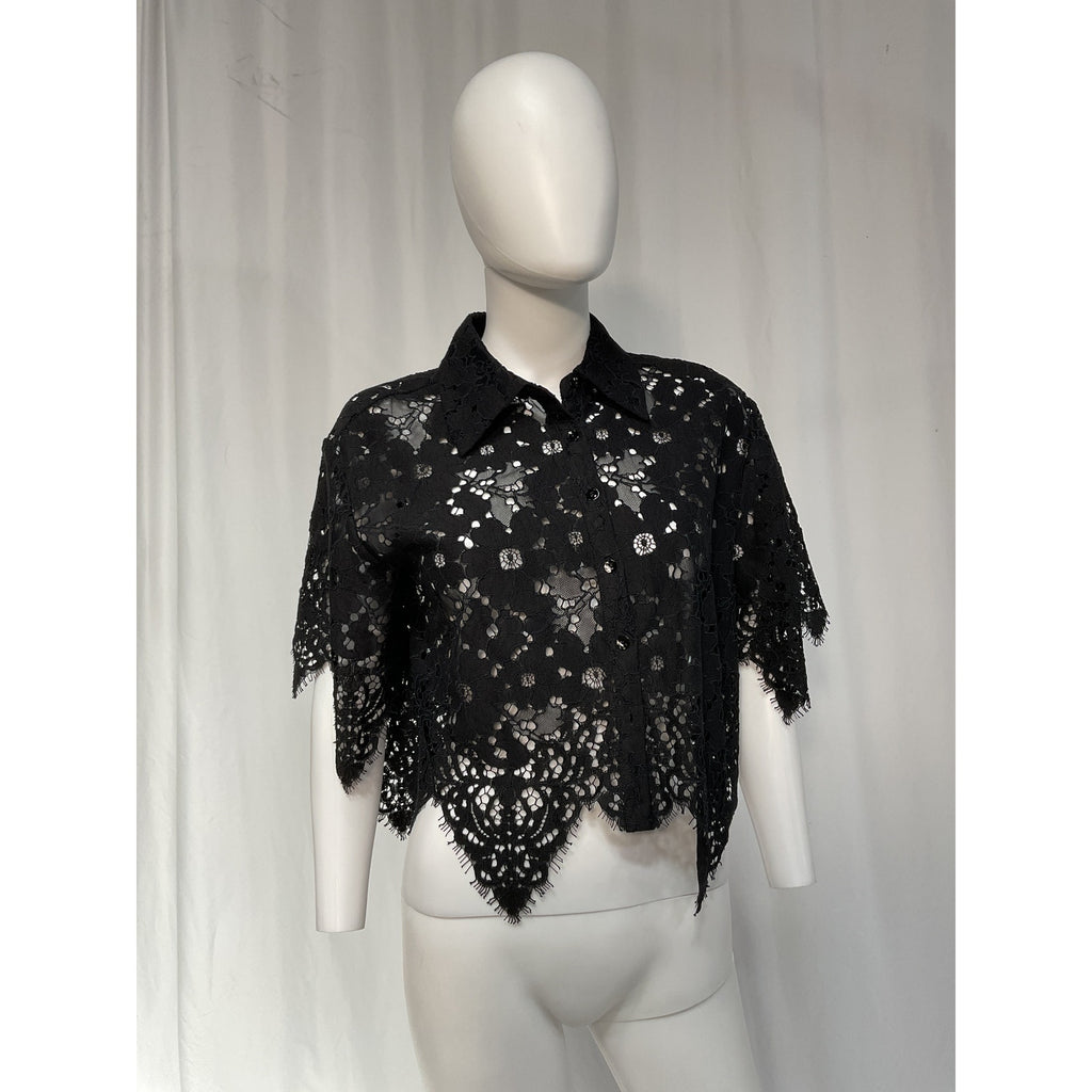 L'Academie 'Calla' Black Lace Top Size S