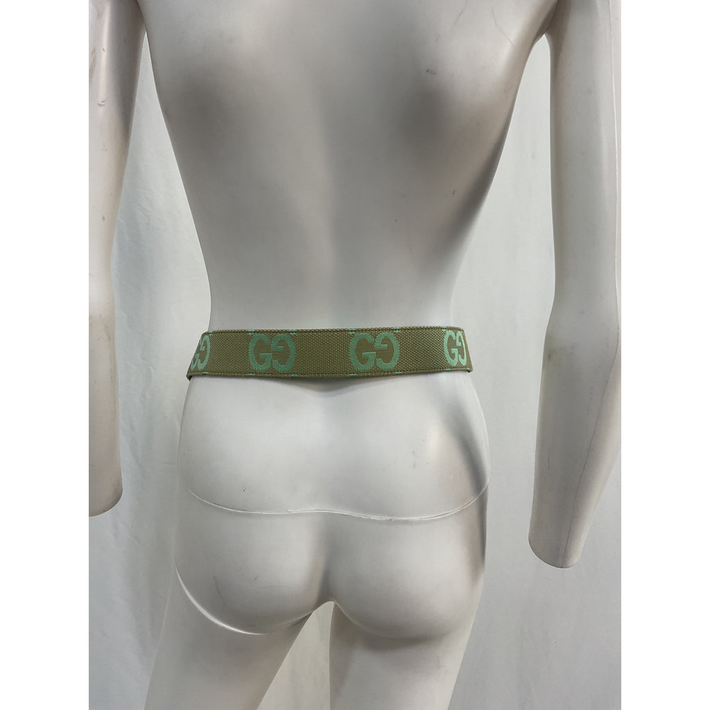 Gucci GG 'Marmont' Green Leather Buckle Belt Size 80