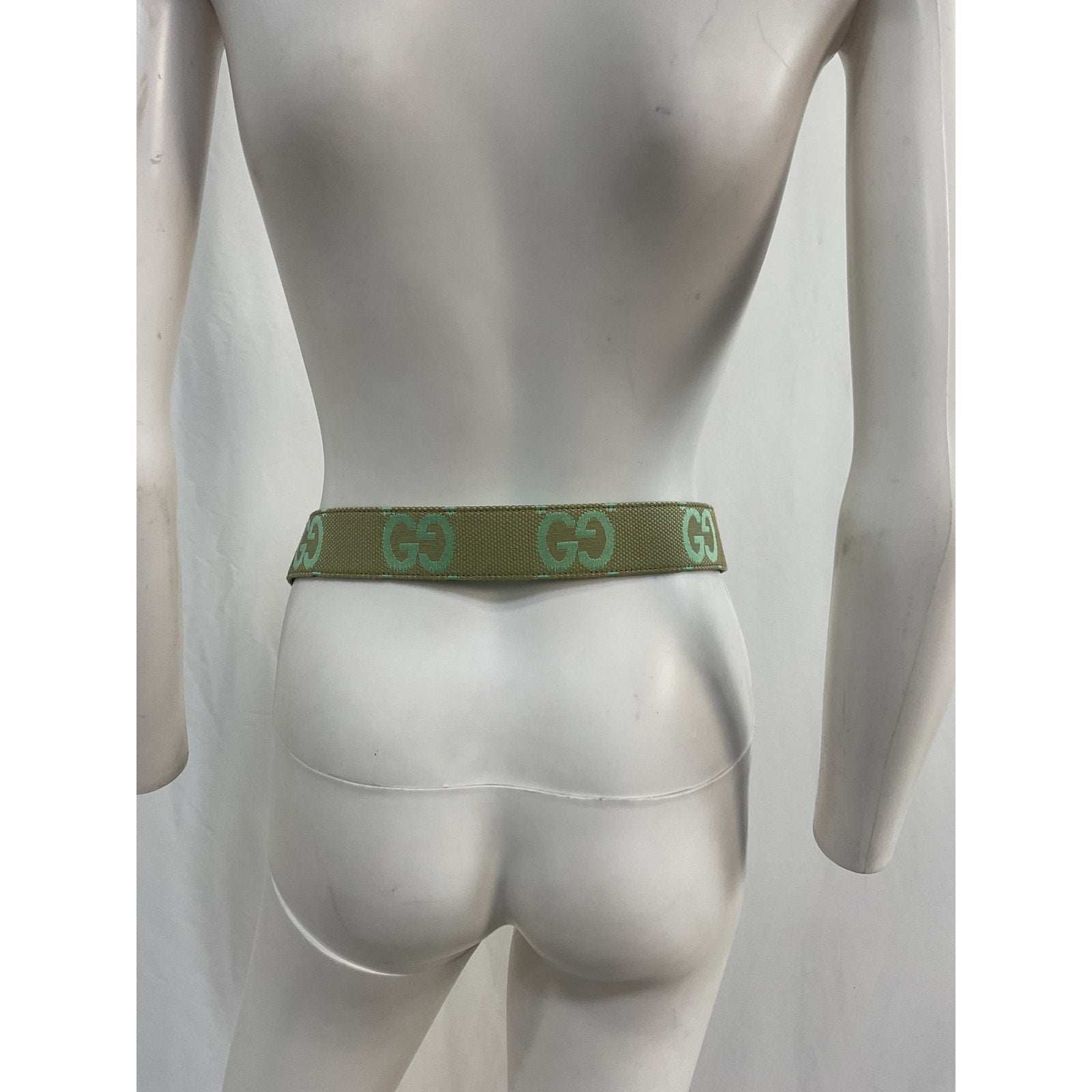 Gucci GG 'Marmont' Green Leather Buckle Belt Size 80