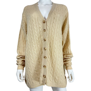 Reformation Oversized Cashmere Beige Cable Knit Cardigan Size XS