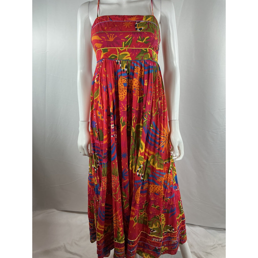 Farm Rio 'Magic' Red Cotton Forest Maxi Dress Size S