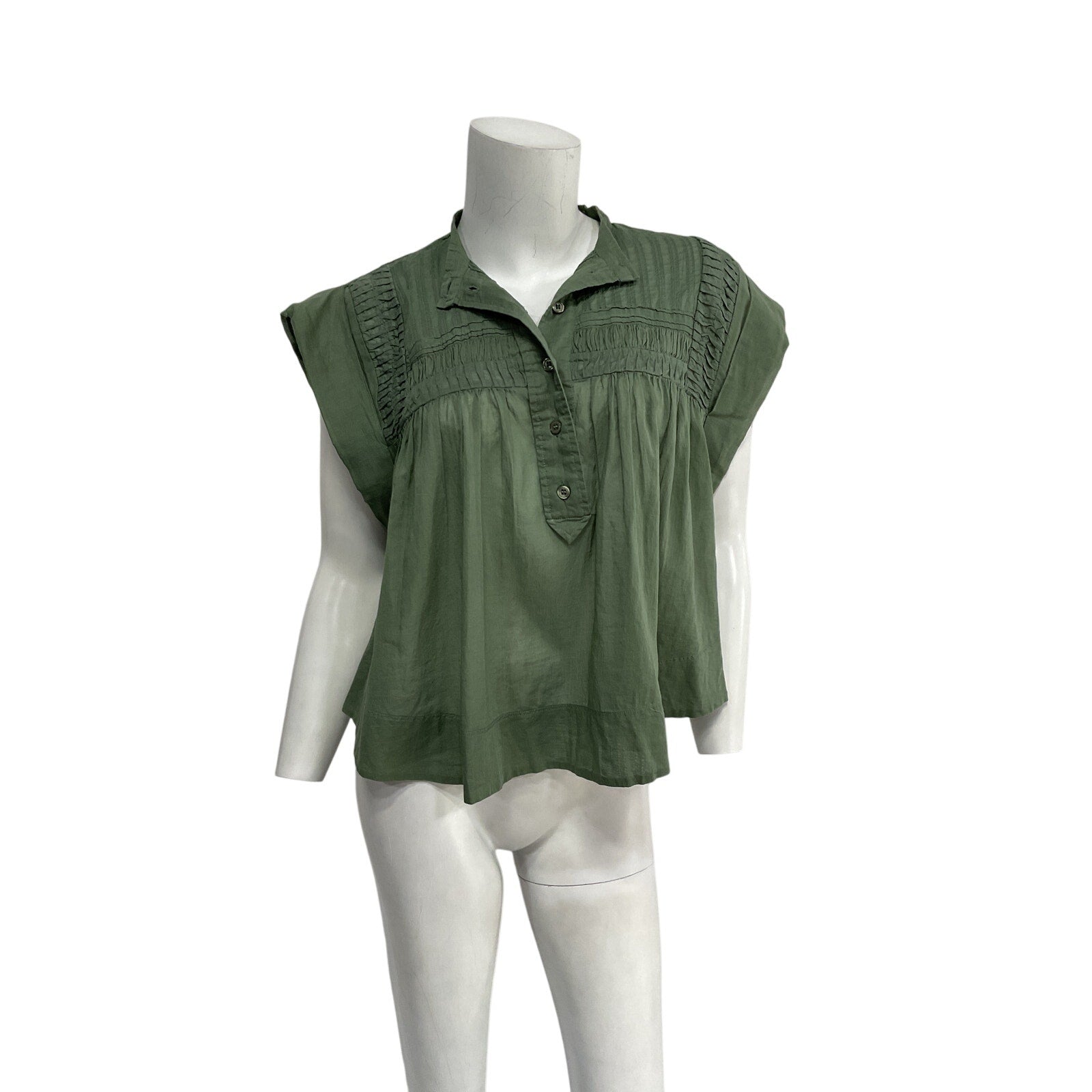 Isabel Marant Étoile 'Lapao' Green Cotton Voile Top Size 4