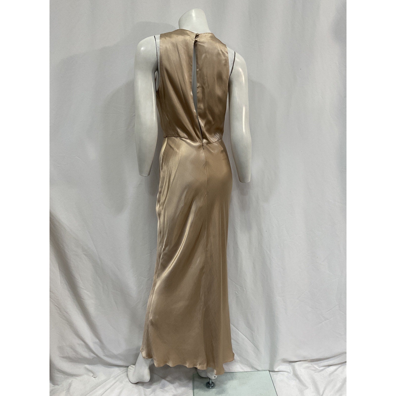 Shona Joy 'La Lune' Gold Lenzing Ecovero Viscose High Neck Midi Dress Size 4