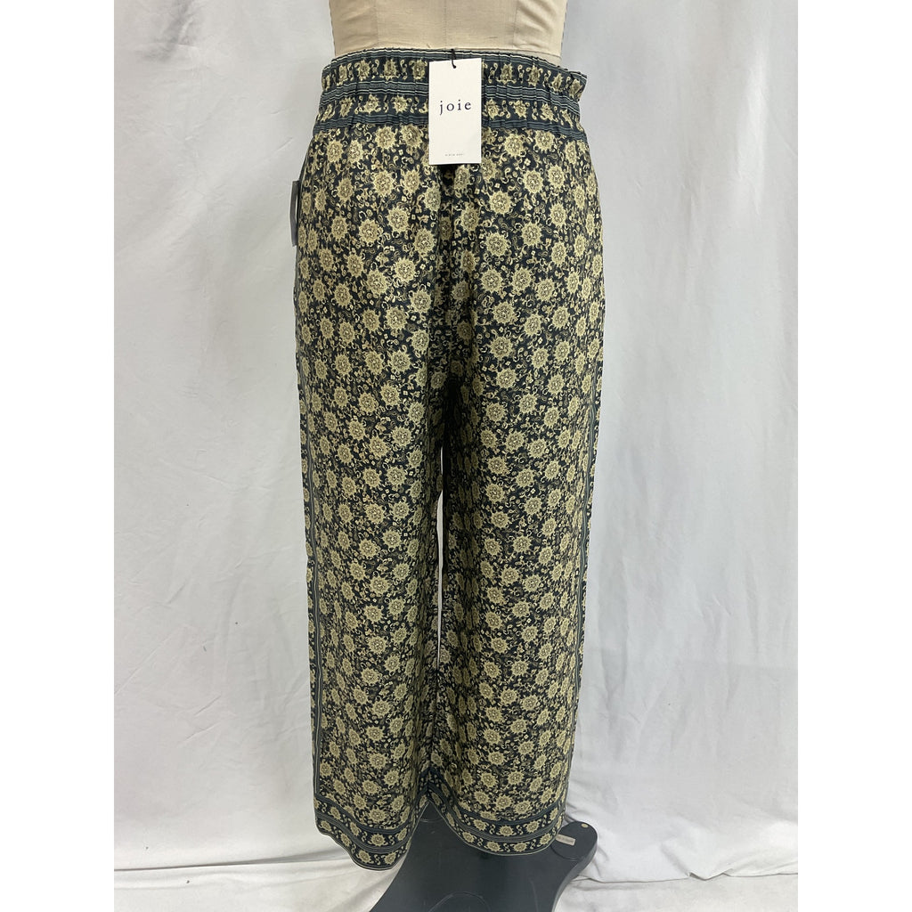 Joie 'Printed' Green Silk-Twill Wide-Leg Pants Size M - NWT