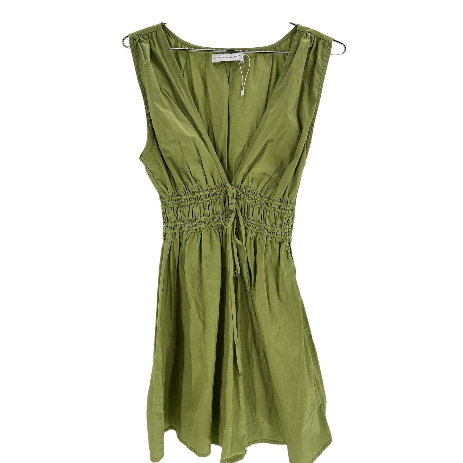 Faithfull The Brand Green Cotton San Michele Mini Dress Size L