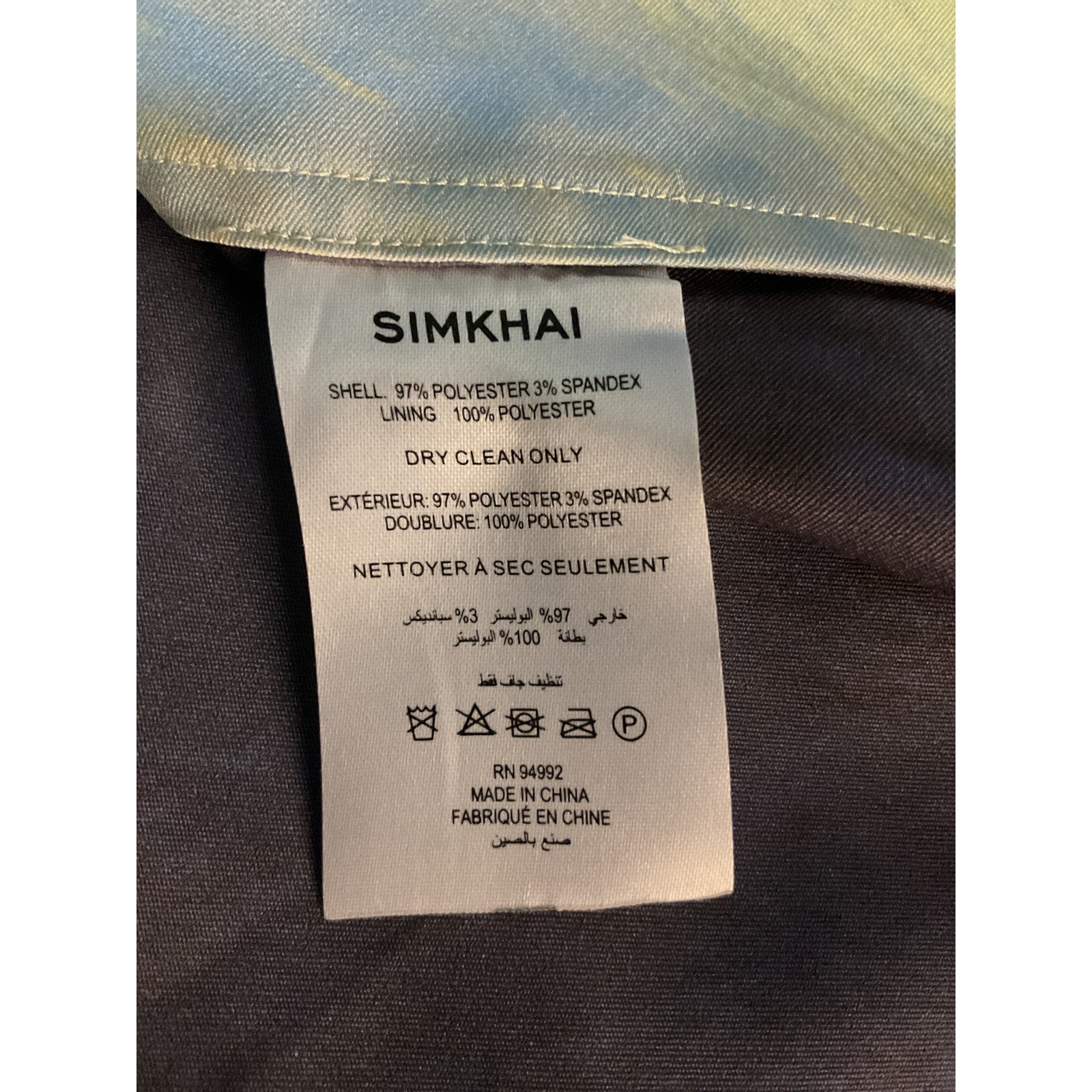 Simkhai 'Roma' Blue Print Draped Front Long Sleeve Mini Dress Size 0