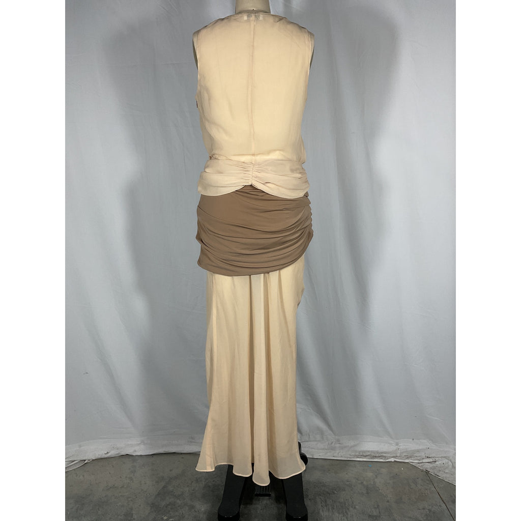 L'Academie 'By Marianna' Beige Polyester Marin Midi Dress Size S