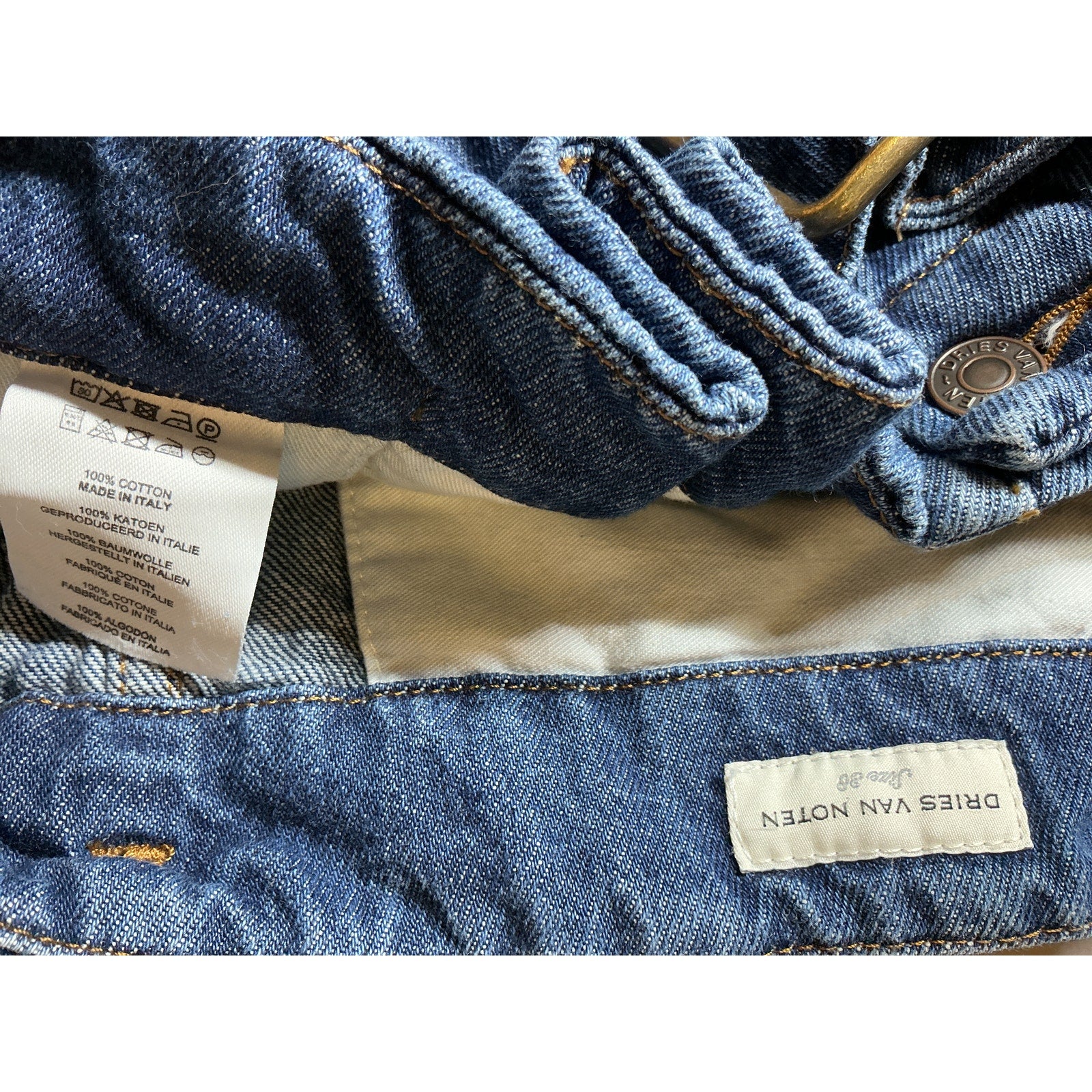 Dries Van Noten Belted Blue Cotton Denim Maxi Skirt Size 38