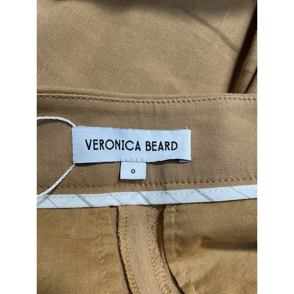 Veronica Beard 'Brixton' Beige Linen Cropped Wide-Leg Pants Size 0