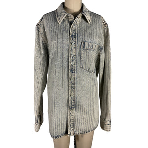 Alexander Wang Oversized Blue Crystal Stripe Shirt Size S NWT