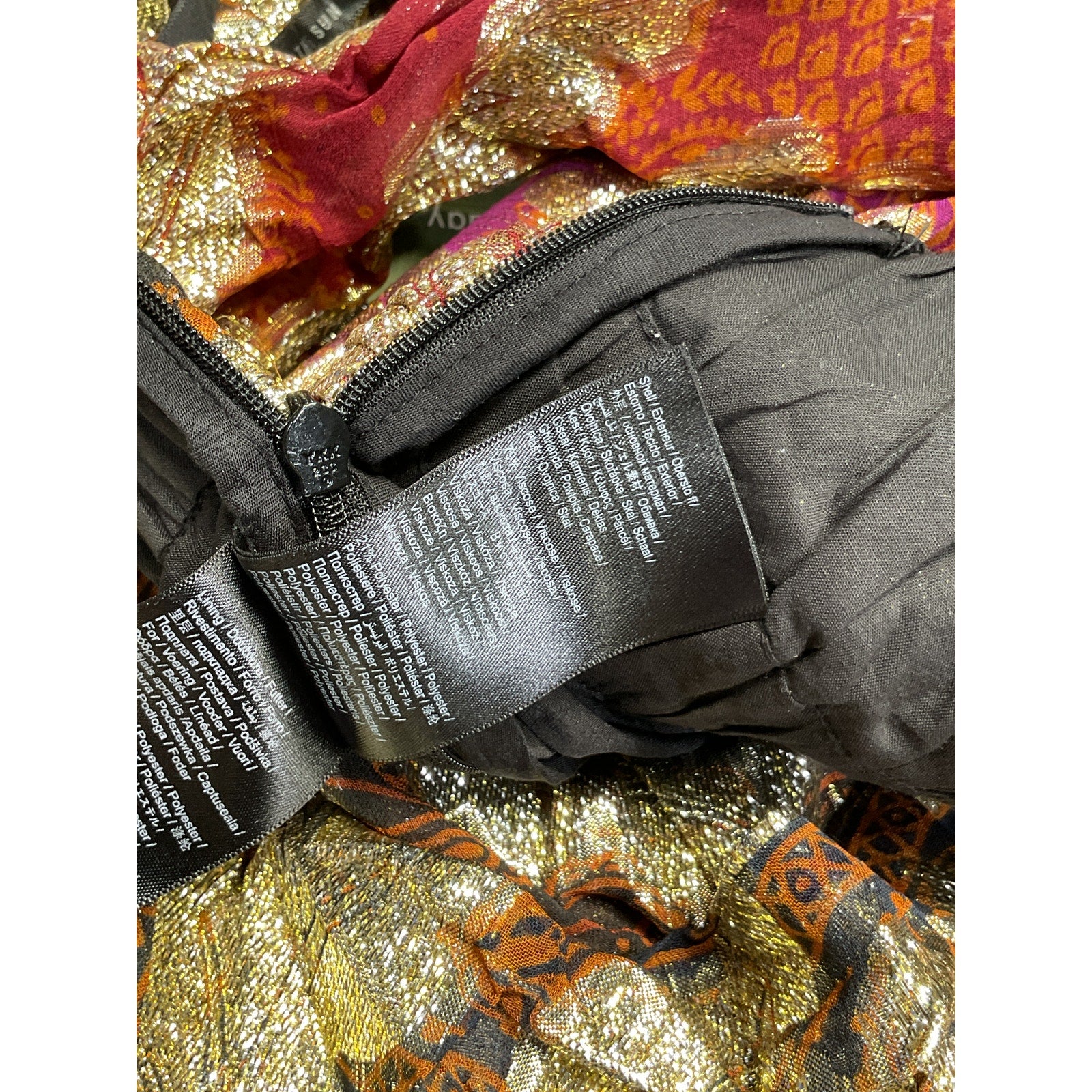 Farm Rio 'Lam�' Gold Jacquard Maxi Dress Size XXS