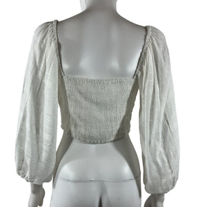 L Space Ruched White Farryn Blouse Size S / P